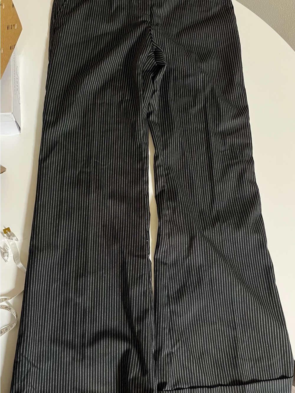 Black Pinstripe Wide-Leg Trousers